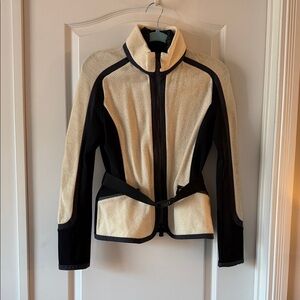 Moncler Grenoble black and cream belted ski sweater jacket